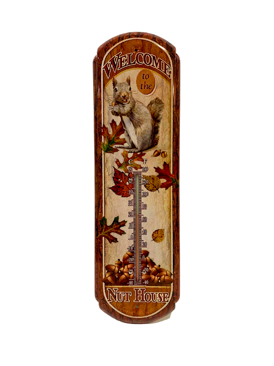 NUT HOUSE TIN THERMOMETER